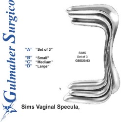 Sims Vaginal Specula, Set of 3