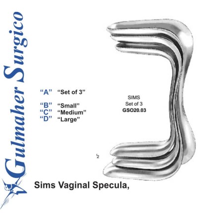 Sims Vaginal Specula, Set of 3