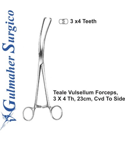 Teale Vulsellum Forceps,  3 X 4 Th, 23cm, Cvd To Side