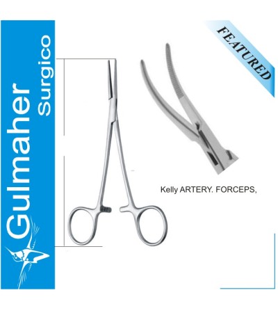 Kelly Artery Hemostat Forceps. 14cm / 5-1/2"