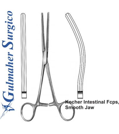 Kocher Intestinal Fcps,  Smooth Jaw