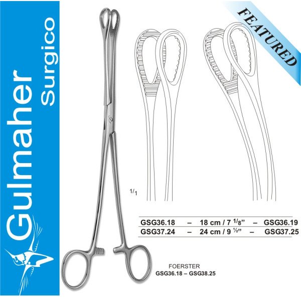 Foerster Sponge Holding Forceps, 24cm, Serrated Jaws