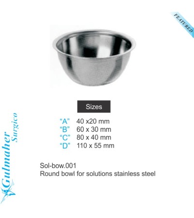  Round Bowl For Solutions Stainless Steel.