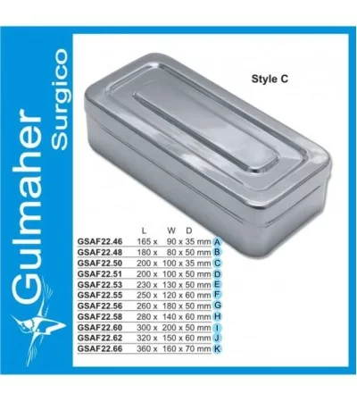 Surgical INSTRUMENT BOX, LID WO/KNOB, 165 X 90 X 35MM Surgical INSTRUMENT BOX, LID WO/KNOB, 165 X 90 X 35MM