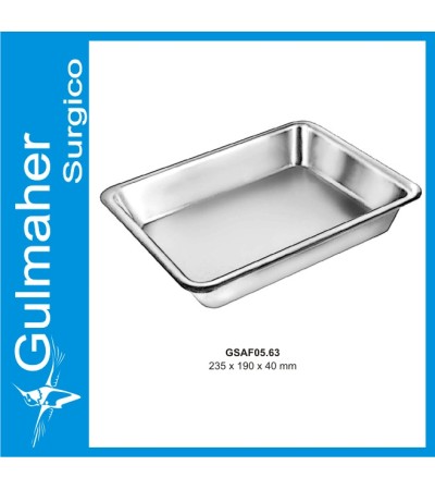 Surgical Instruments Tray, 235 X 190 X 40mm Stainlee Steel