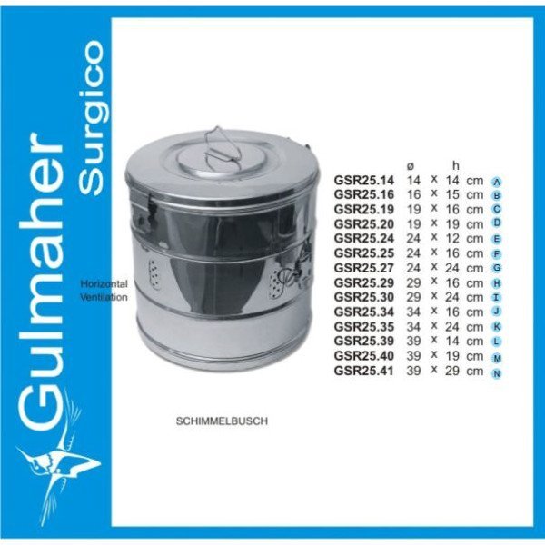 Schimmelbusch Sterilizing. Drum, Horizontal, 14x14cm Schimmelbusch Sterilizing. Drum, Horizontal, 14x14cm