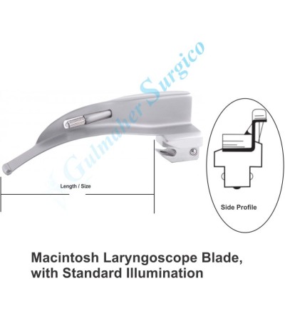 McIntosh Laryngoscopes Blades with Standard Illumination.