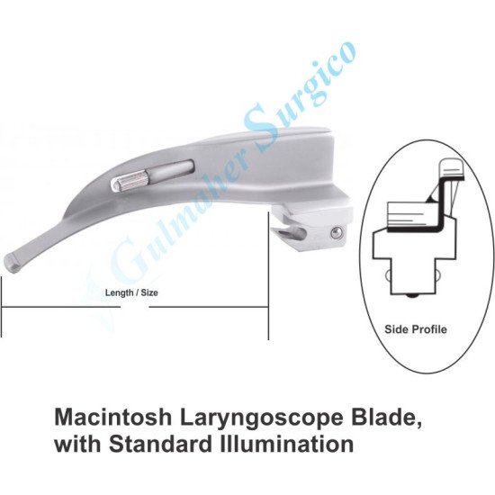 McIntosh Laryngoscopes Blades with Standard Illumination.