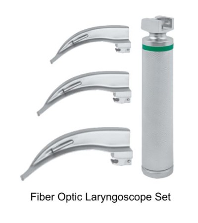 Macintosh Laryngoscope Set, with Fiber Optic illumination Integrated.