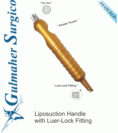 Liposuction Handle with Double Thumb Luer-Lock