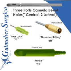 Three Ports Cannula Bevel Holes(1Central, 2 Lateral) 