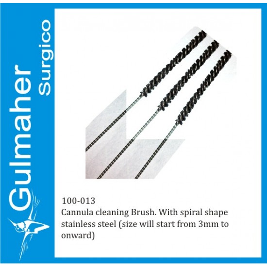 Liposuction cannula, cleaning Brush, spiral shape, stainless steel 