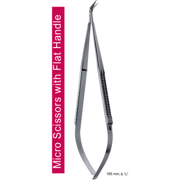 Micro Scissors with Flat Handle Probe Tip 165mm/6.5"