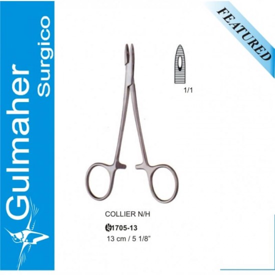 Collier Needle Holder, 13cm, Both Jaws Fenestrated