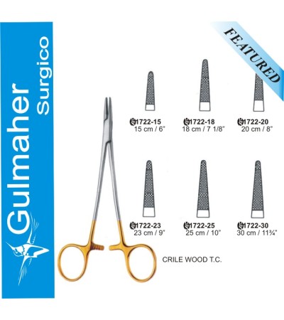 Crile Wood Needle Holder Tungsten Carbide 15cm