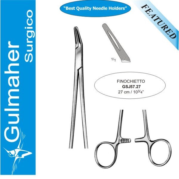 Finochietto Needle Holder, Serrated Angled Jaws, 27cm