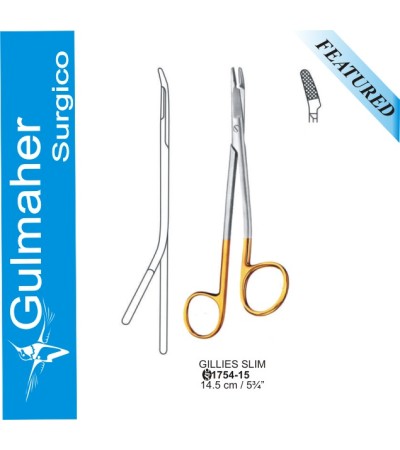 Gillies Needle Holder, Slim T.c, With Scissors, 14.5cm