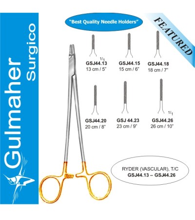 Ryder Vascular Needle Holder, French Eye Slim, T.C 13cm