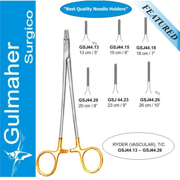 Ryder Vascular Needle Holder, French Eye Slim, T.C 13cm