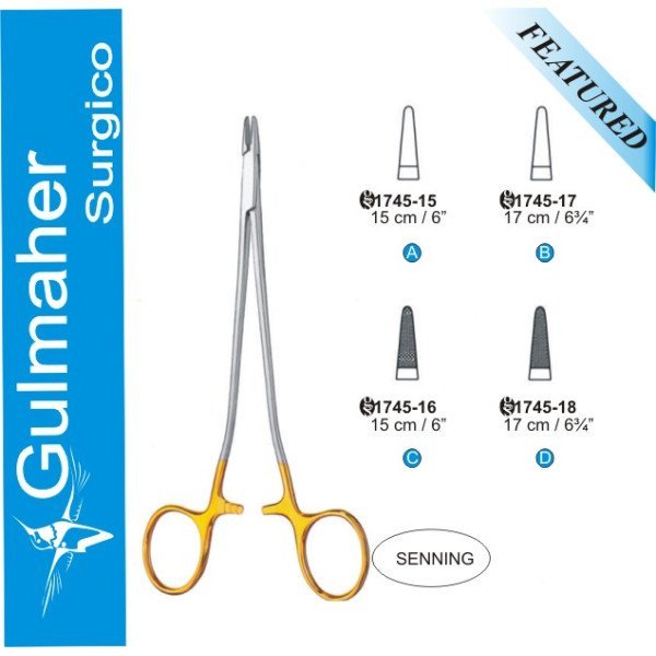 Senning Needle Holder, 15cm Tungsten Carbide