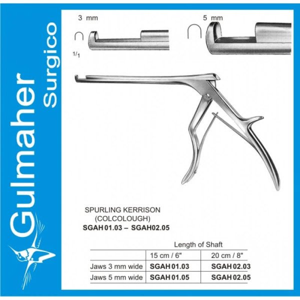 Spurling-Kerrison Rongeur, 15cm Shaft, Jaw 3mm Wide