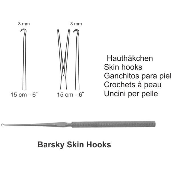 Barsky Skin Hooks 3mm 15cm - 6˝ Barsky Skin Hooks 3mm 15cm - 6˝