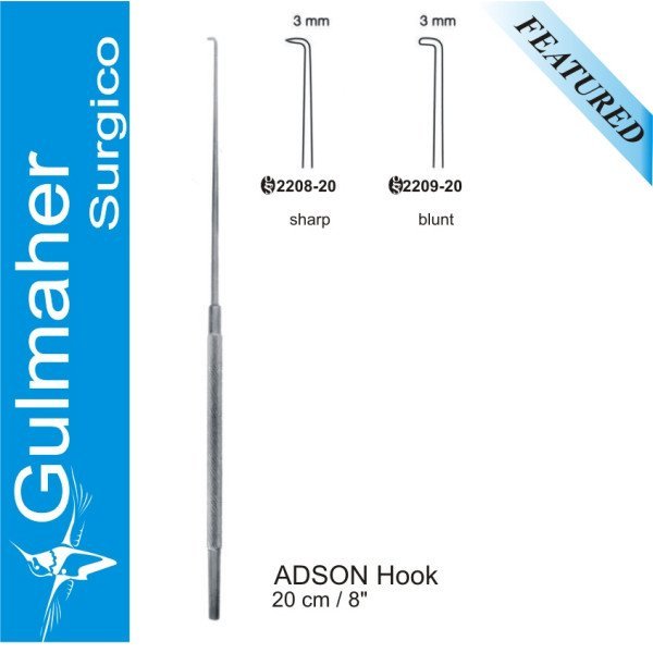 ADSON Hooks Sharp 3mm, 20cm ADSON Hooks Sharp 3mm, 20cm