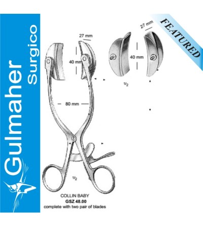 Collin Baby Retractor, Complete With, Two Pair Of Blades