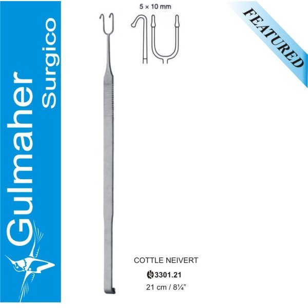 Cottle Neivert Retractor, 21cm, Double Ended, 5x10mm Cottle Neivert Retractor, 21cm, Double Ended, 5x10mm