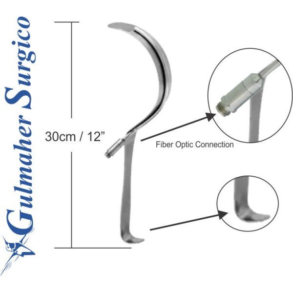 Deaver Retractor with Fiber Optic Light Guide Option 32cm