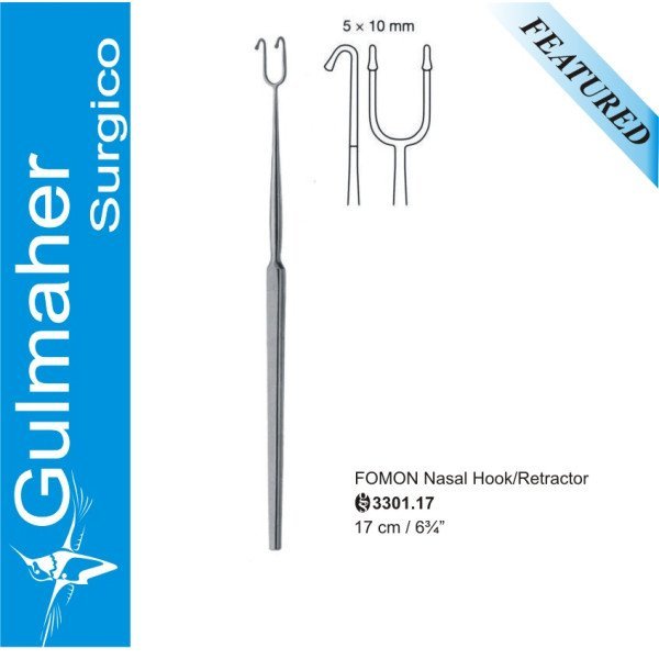 Fomon Retractor, Hook 17cm, Ball Tips, 5x10mm