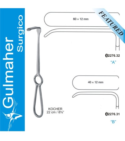 Kocher Retractor, 12mm Wide X 60mm Deep, 22cm