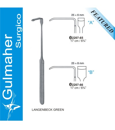 LANGENBECK GREEN Retractor, 25x6mm, 17cm