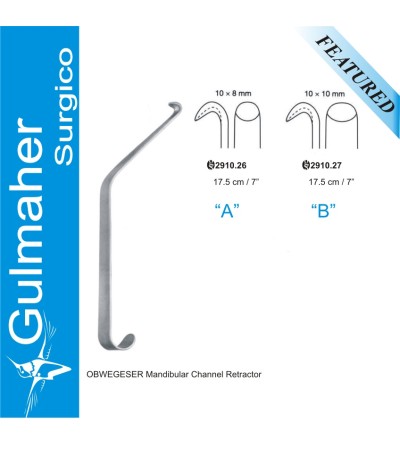 Obwegeser Mandibular Channel Retractor, 17.5cm