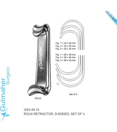 Roux Retractor, D-Ended, Set Of 3.