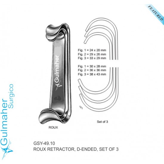 Roux Retractor, D-Ended, Set Of 3.