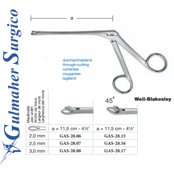 Weil-Blakesley Nasal Forceps 11.5cm - 41⁄2˝ 2.0mm Weil-Blakesley Nasal Forceps 11.5cm - 41⁄2˝ 2.0mm