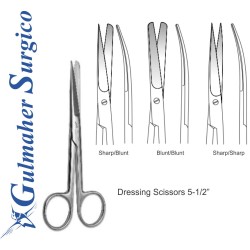 Dressing & Operating Surgical Scissors Curved 5-1/2”