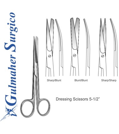 Dressing & Operating Surgical Scissors Curved 5-1/2”