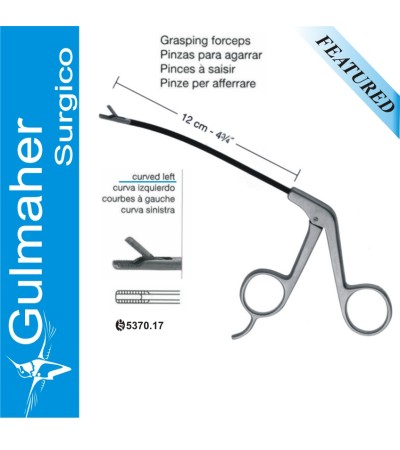 Endoscopic Grasping Forceps, Curved Left, 12cm