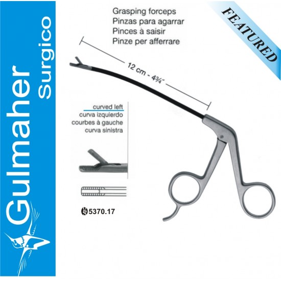 Endoscopic Grasping Forceps, Curved Left, 12cm