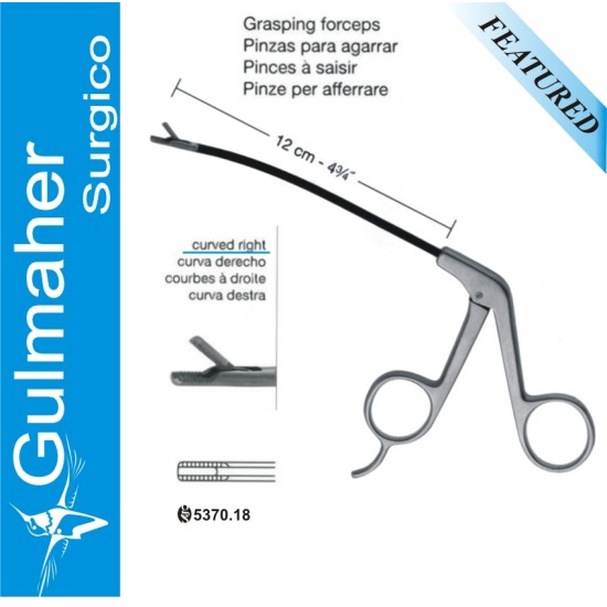 Endoscopic Facelift Grasping Forceps, Curved Right, 12cm