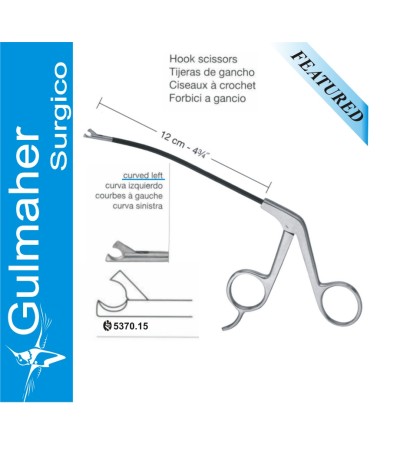 Facelift Endoscopic Hook Scissors, Cvd Left, 12cm