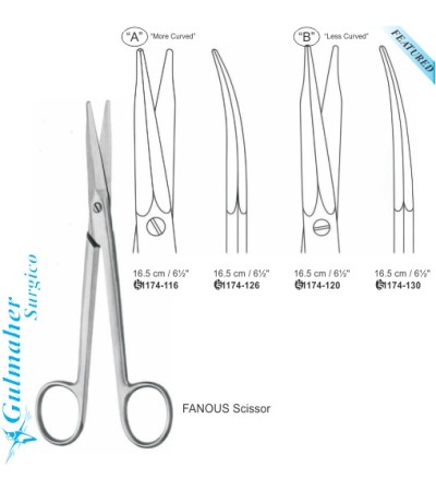 Fanous Dissecting Dorsal Nasal Curved Scissors 