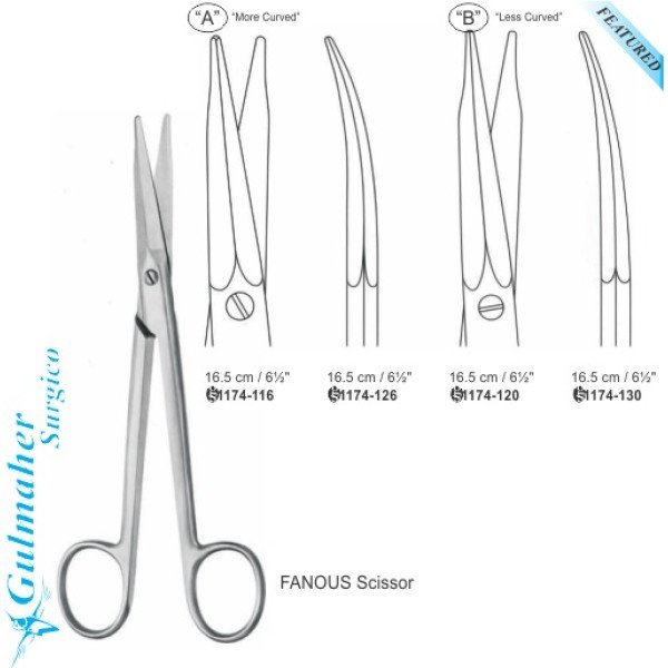 Fanous Dissecting Dorsal Nasal Curved Scissors Fanous Dissecting Dorsal Nasal Curved Scissors