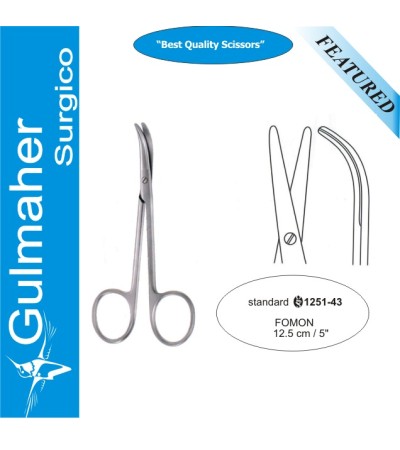 Fomon Nasal Dorsal Scissors, Strong Curved 12.5cm