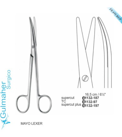 Mayo Lexer Surgical Scissors Curved 16.5cm