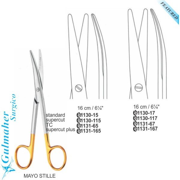 Mayo Stille Scissors Curved 16cm Tungsten Carbide