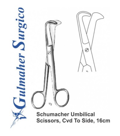 Schumacher Umbilical Scissors, Cvd To Side, 16cm