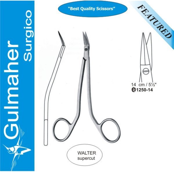WALTER Scissors, COTTLE Dorsal Supercut Curved, 16cm